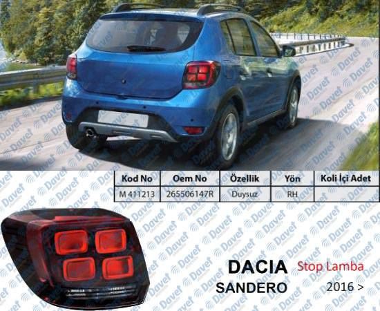 MARS M411213 Stop Lambasi Sag Dacia Sandero 16> Duysuz